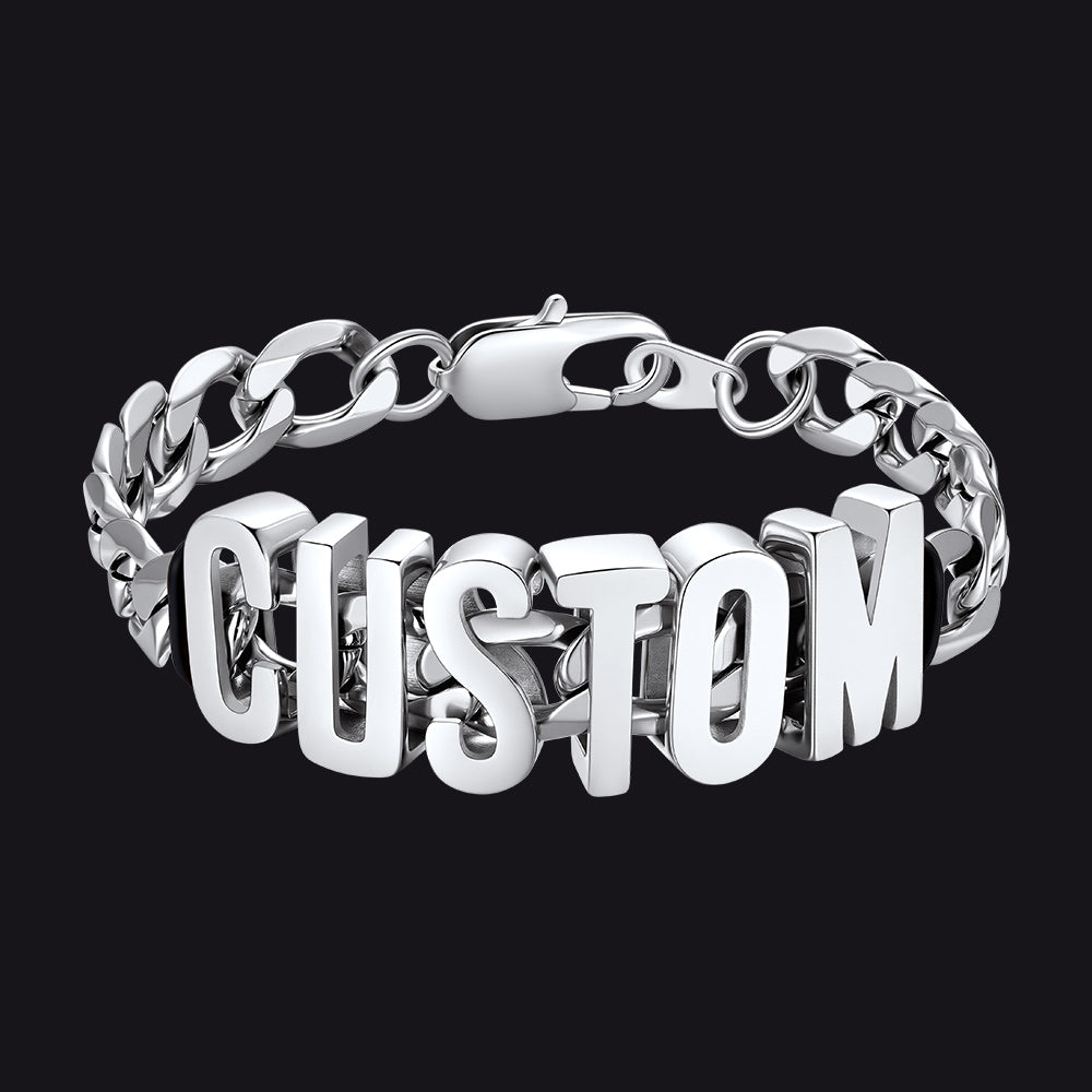 Personalized Name Cuban Link Chain Bracelet for Men