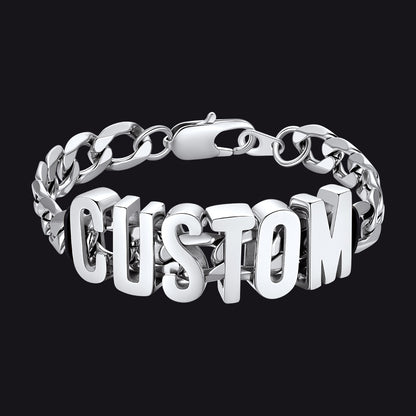 Personalized Name Cuban Link Chain Bracelet for Men