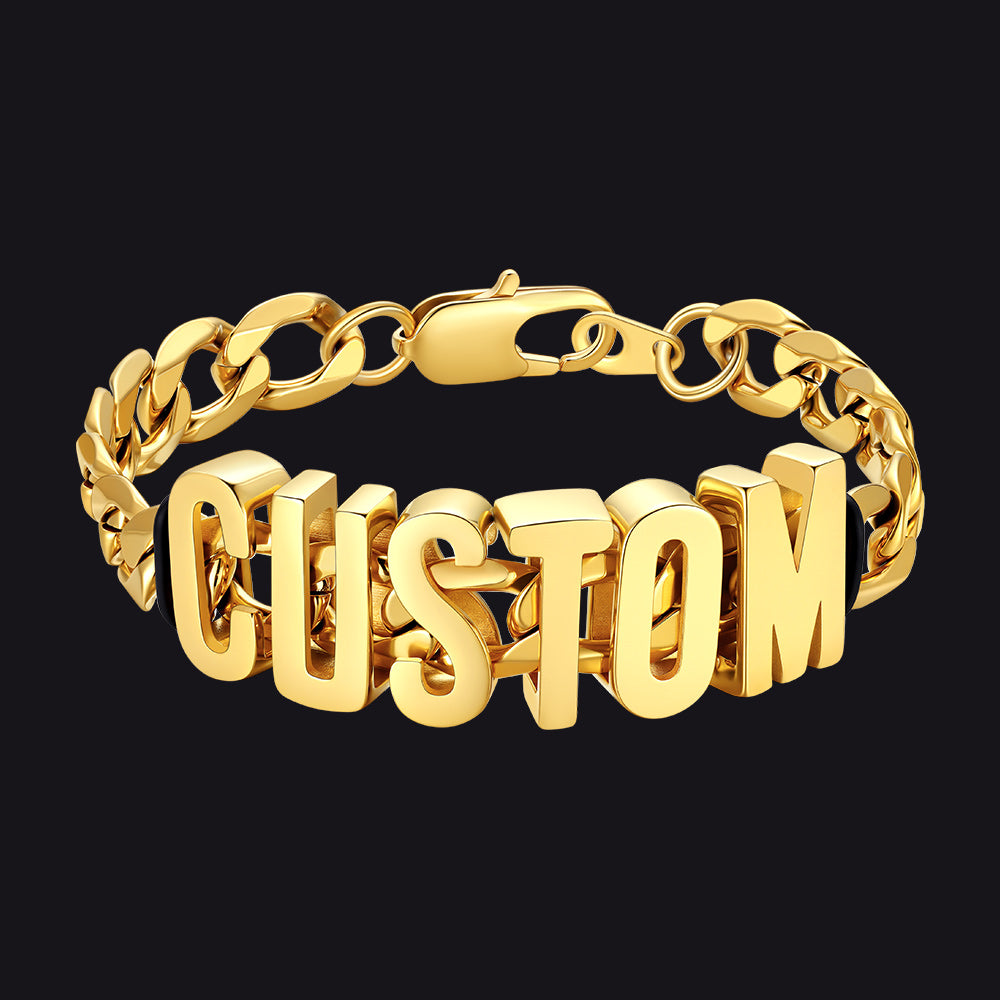 Personalized Name Cuban Link Chain Bracelet for Men