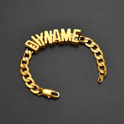 Personalized Name Cuban Link Chain Bracelet for Men