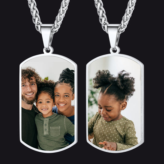Personalized Double-side Photo Dog Tag Necklace with Picture for Men Women