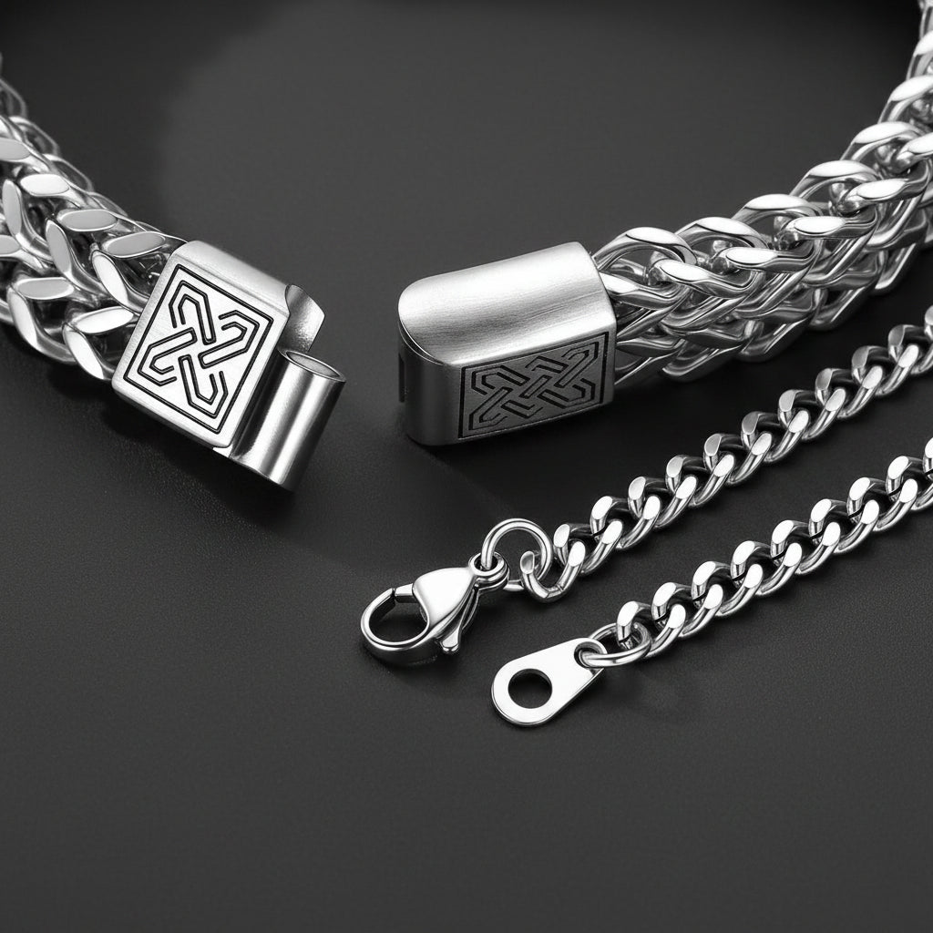 Custom Text Handcuffs Chain Bracelet Gift Set for Couple Details: Dimensions, Hypoallergenic, Lobster-Claw-Clasps