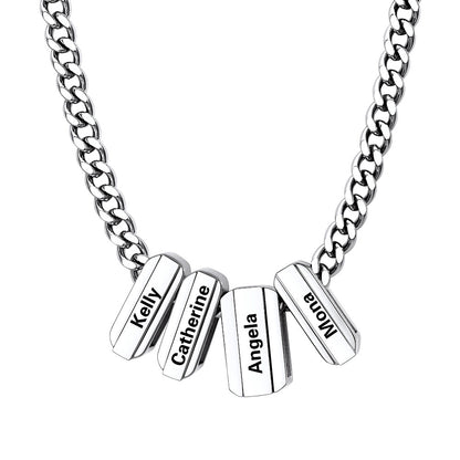 Personalized Engraved Charm Multi Name Necklace