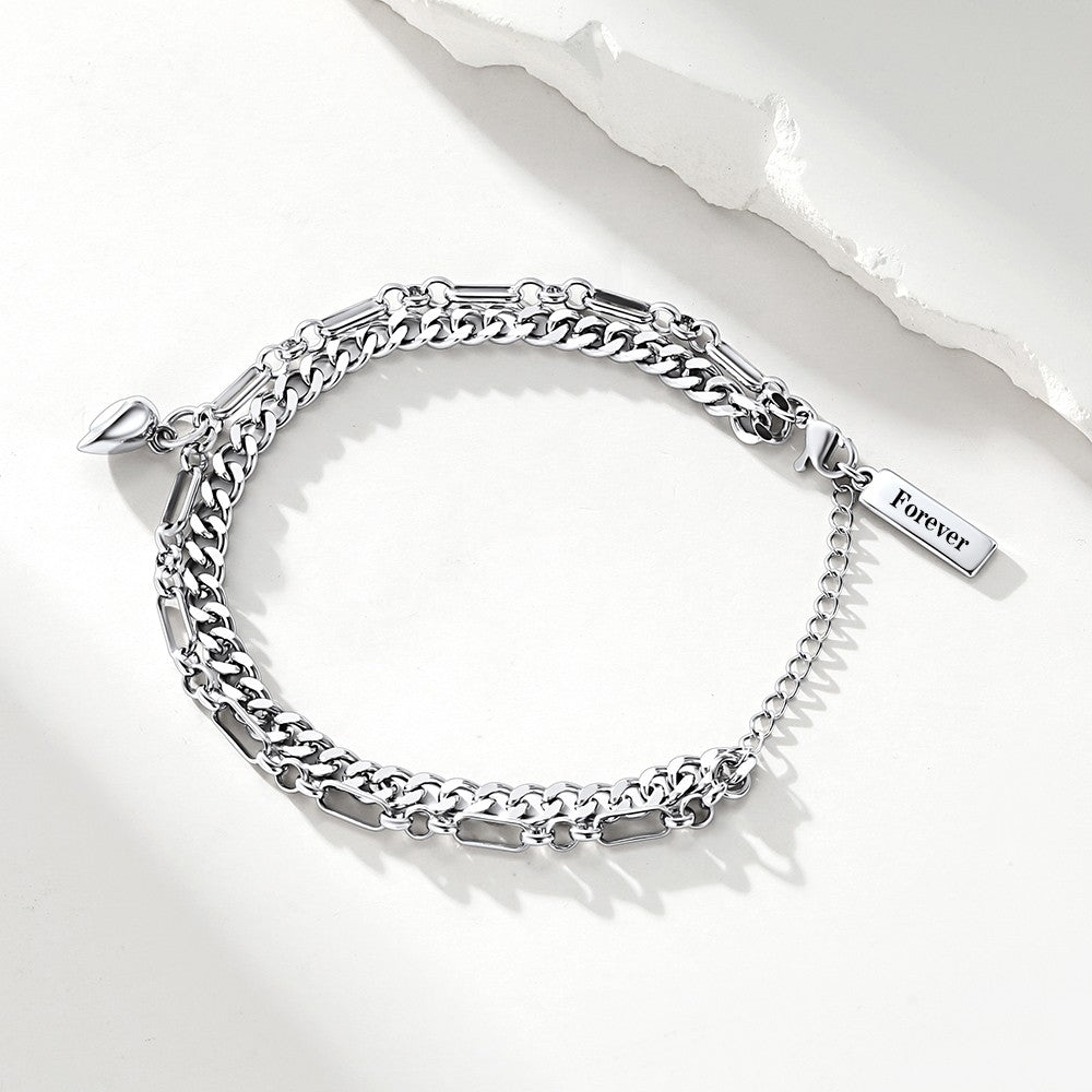 Magnetic Matching Bracelets for Couples – Layered Chain Couple Bracelet Set