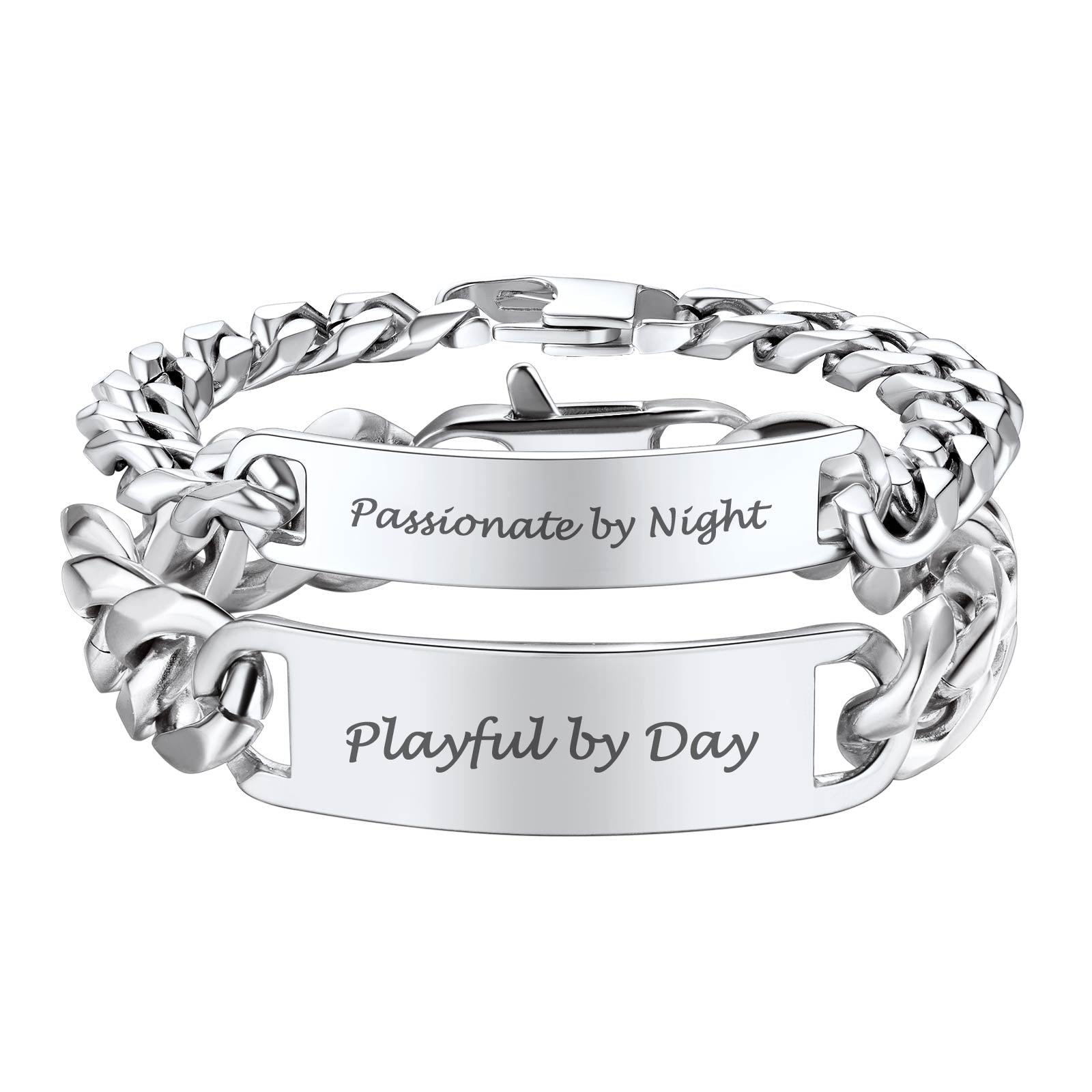 Personalized Engraving Couple ID Bracelet for Men Women