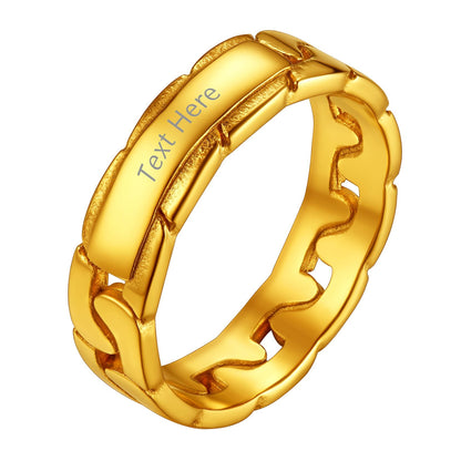 Personalized Engraving Cuban Ring 5.5mm Gold