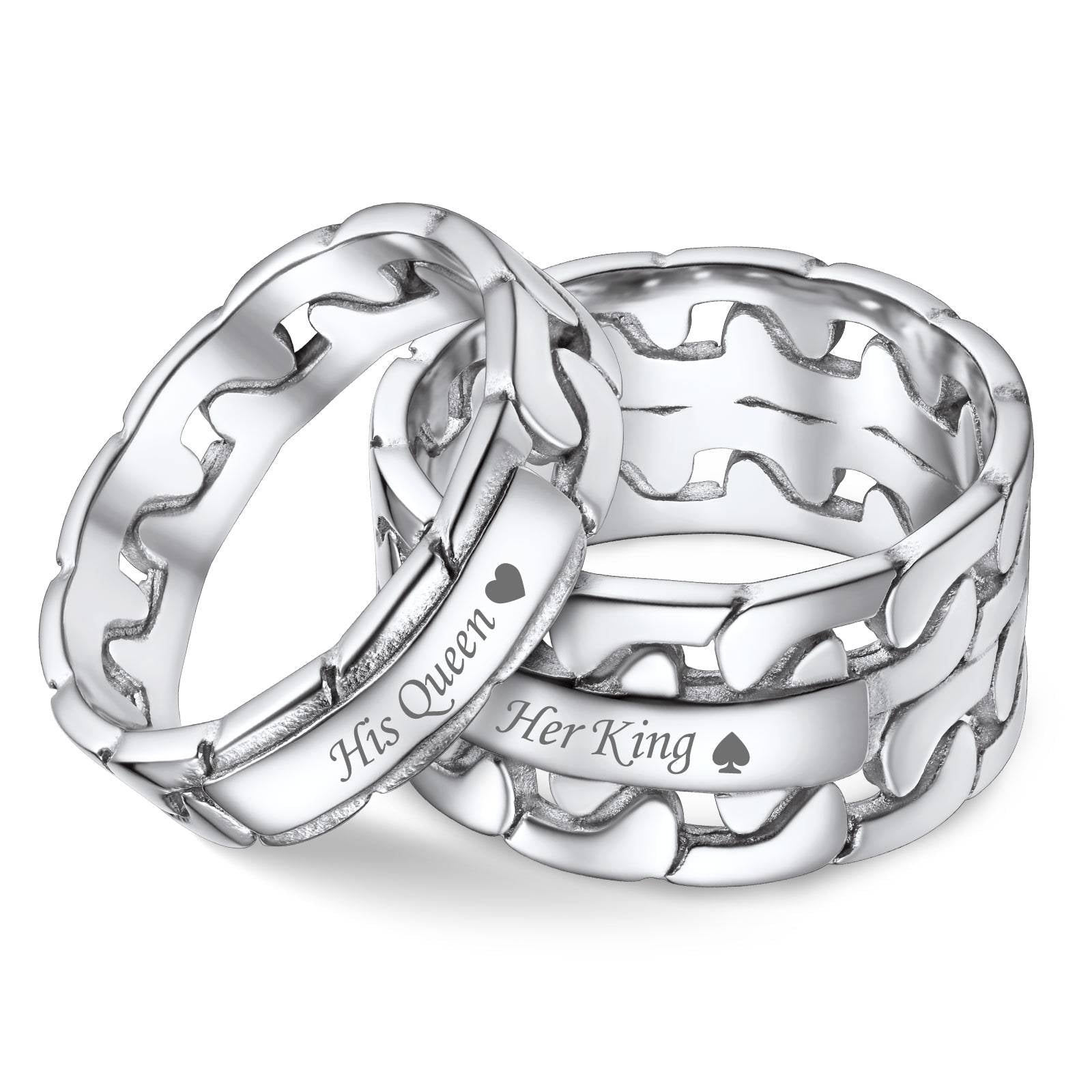 Personalized Engraving Cuban Ring for Couple