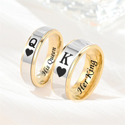 Personalized King Queen Promise Ring 