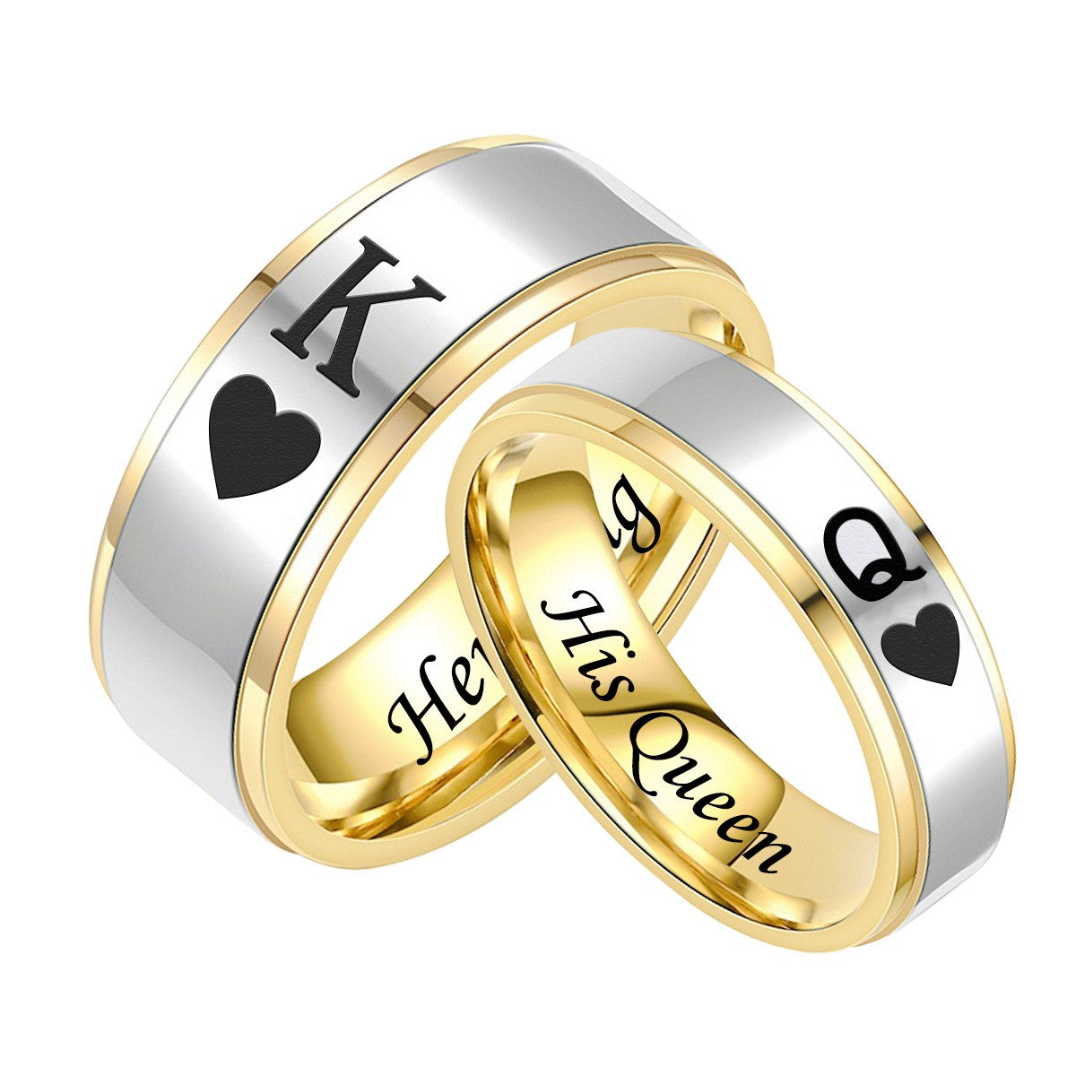 Personalized King Queen Promise Ring for Couple