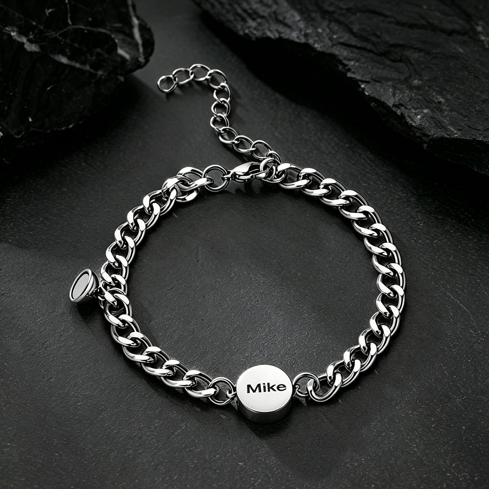 Personalized Magnetic Chain Bracelets Gift Set for Couple
