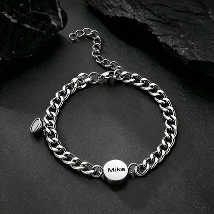 Personalized Magnetic Chain Bracelets Gift Set for Couple