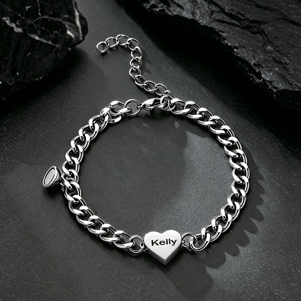 Personalized Magnetic Chain Bracelets Gift Set for Couple