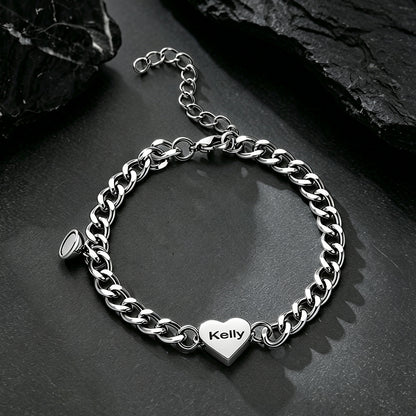 Personalized Magnetic Chain Bracelets Gift Set for Couple