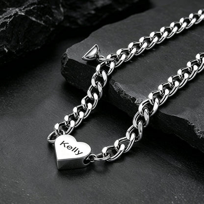 Personalized Magnetic Chain Bracelets Gift Set for Couple