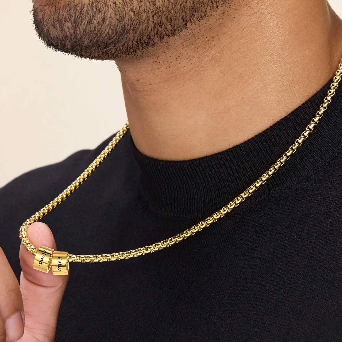 Personalized Name Beads Chain Necklace for Men