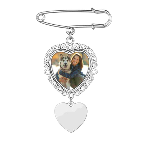 Personalized Wedding Bouquet Heart Picture Charms Brooch Pinsimg