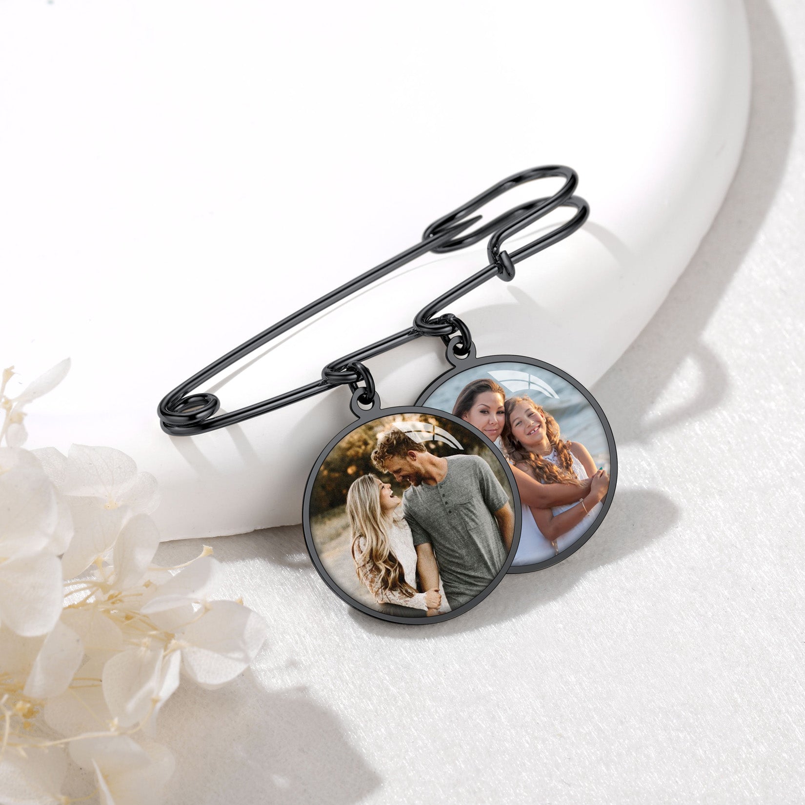 Customized Bouquet Photo Charms 1-4 Pictures Memorial Pins