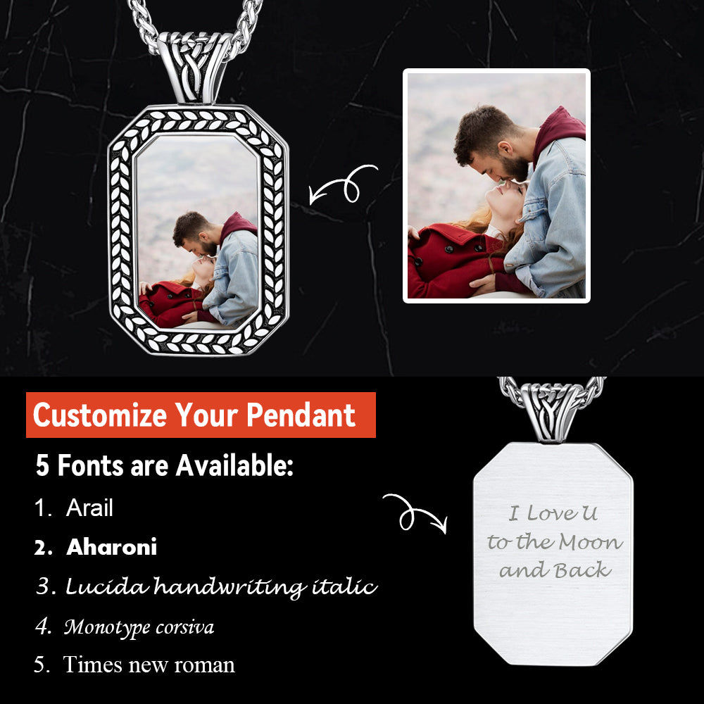 Customized Picture Dog Tag Necklace Photo Pendant for Men FaithHeart