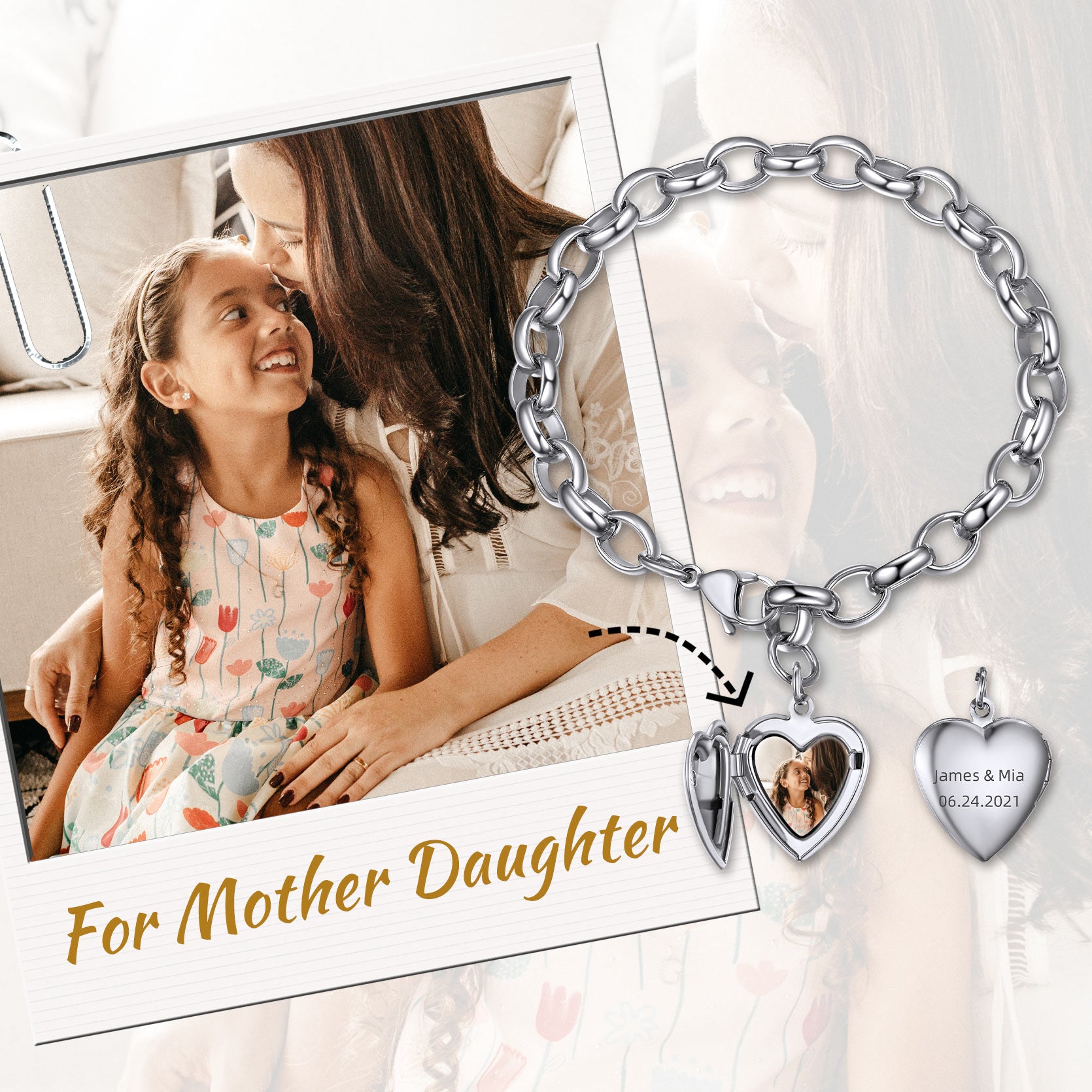 Personalized Heart Picture Locket Bracelets Memorial Gift