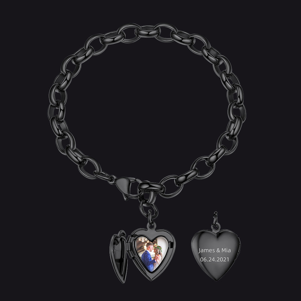 Personalized Heart Picture Locket Bracelet Girlfriend