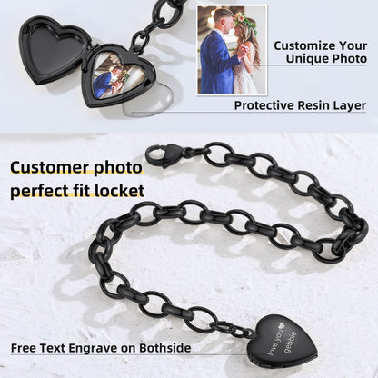 Personalized Heart Picture Locket Bracelets Memorial Gift