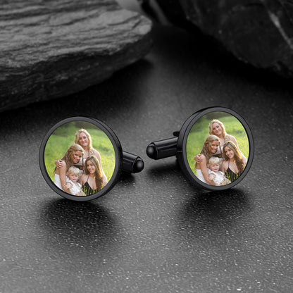 Faithheart Custom Picture Round Cufflinks for Men Groom Suits Shirts