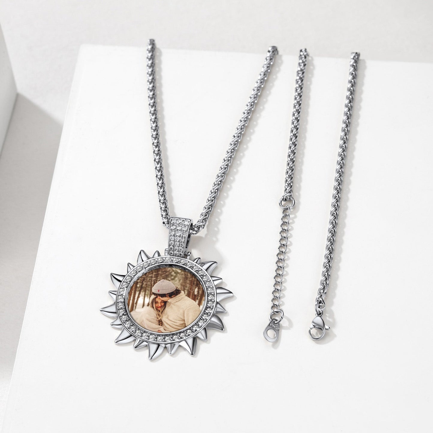Custom Picture Sun Necklace with CZ for Men