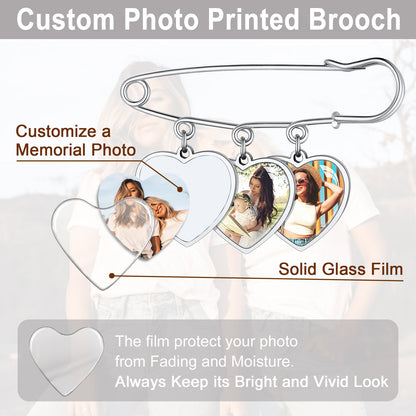 Customized Heart Bouquet 1-4 Pictures Memorial Pins for Wedding