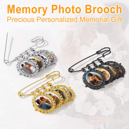 Customized 1-4 Pictures Memorial Charms Pins for Wedding/Funeral