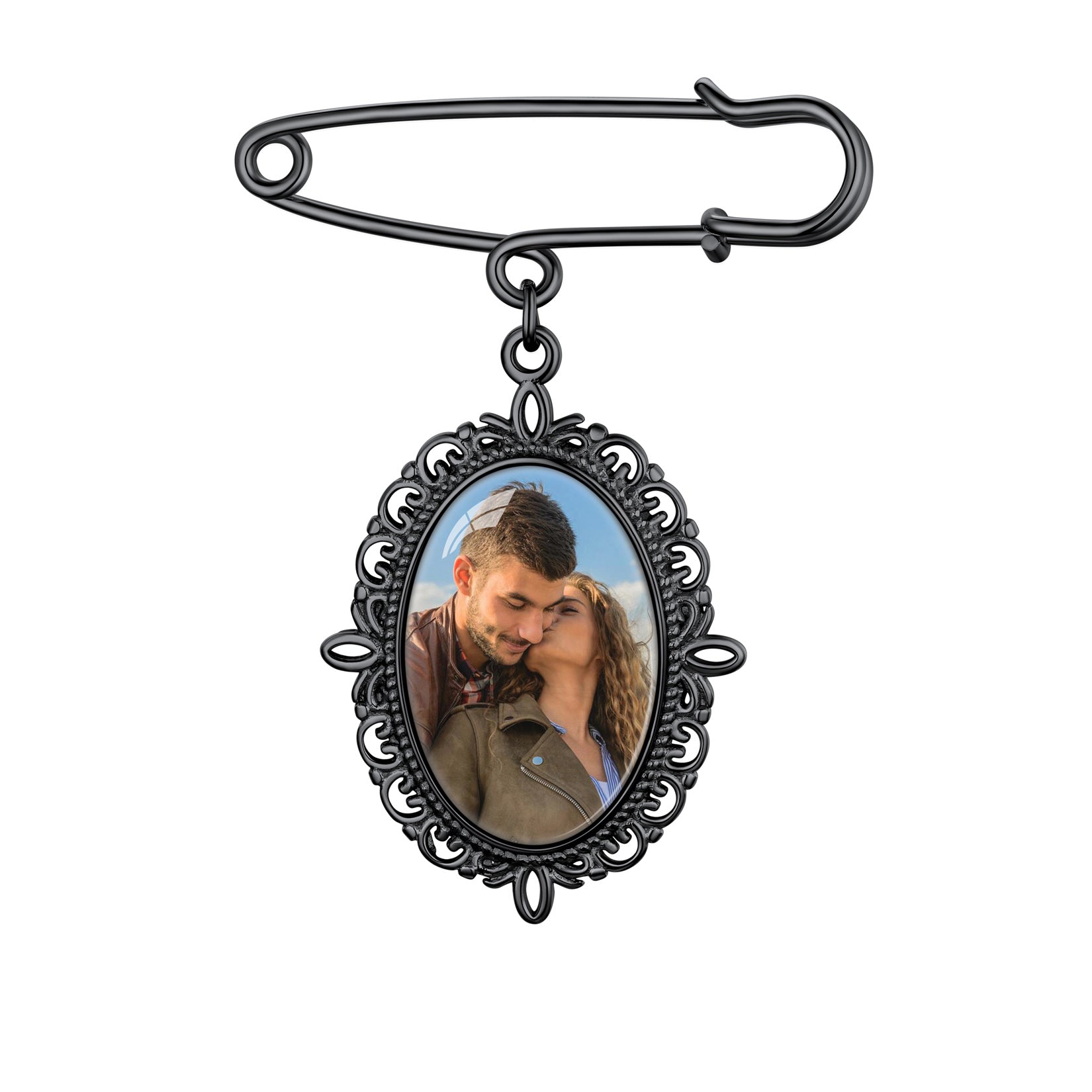 Customized 1-4 Pictures Memorial Charms Pins for Wedding/Funeral