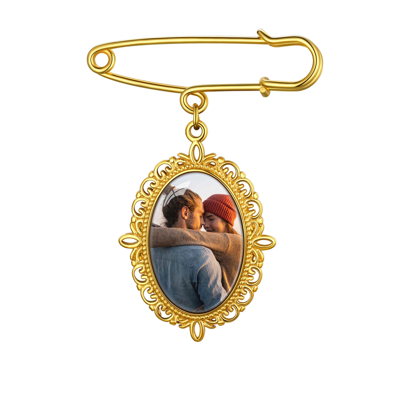 Customized 1-4 Pictures Memorial Charms Pins for Wedding/Funeral