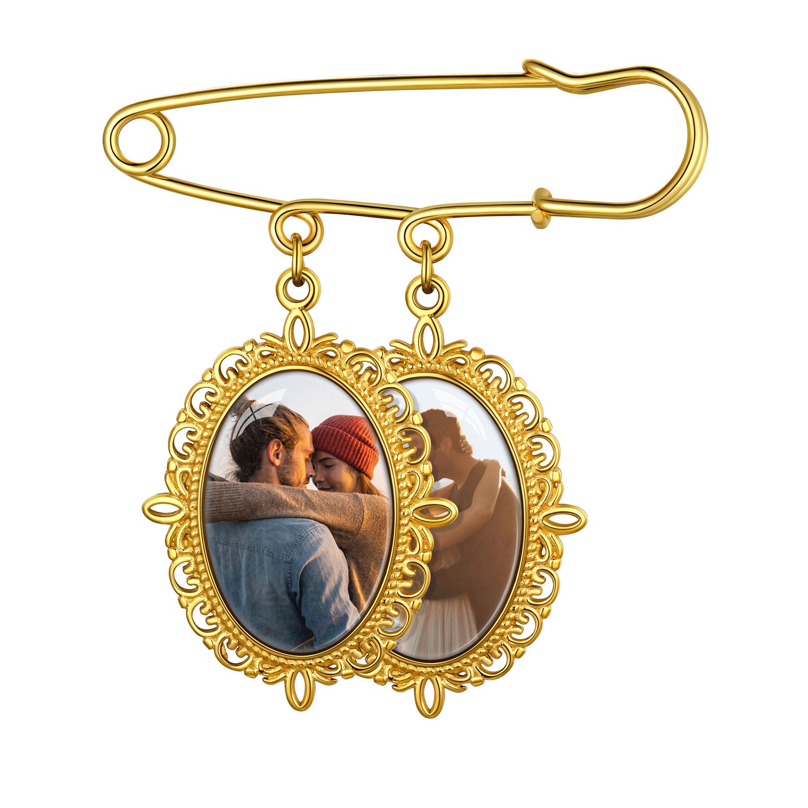 Customized 1-4 Pictures Memorial Charms Pins for Wedding/Funeral