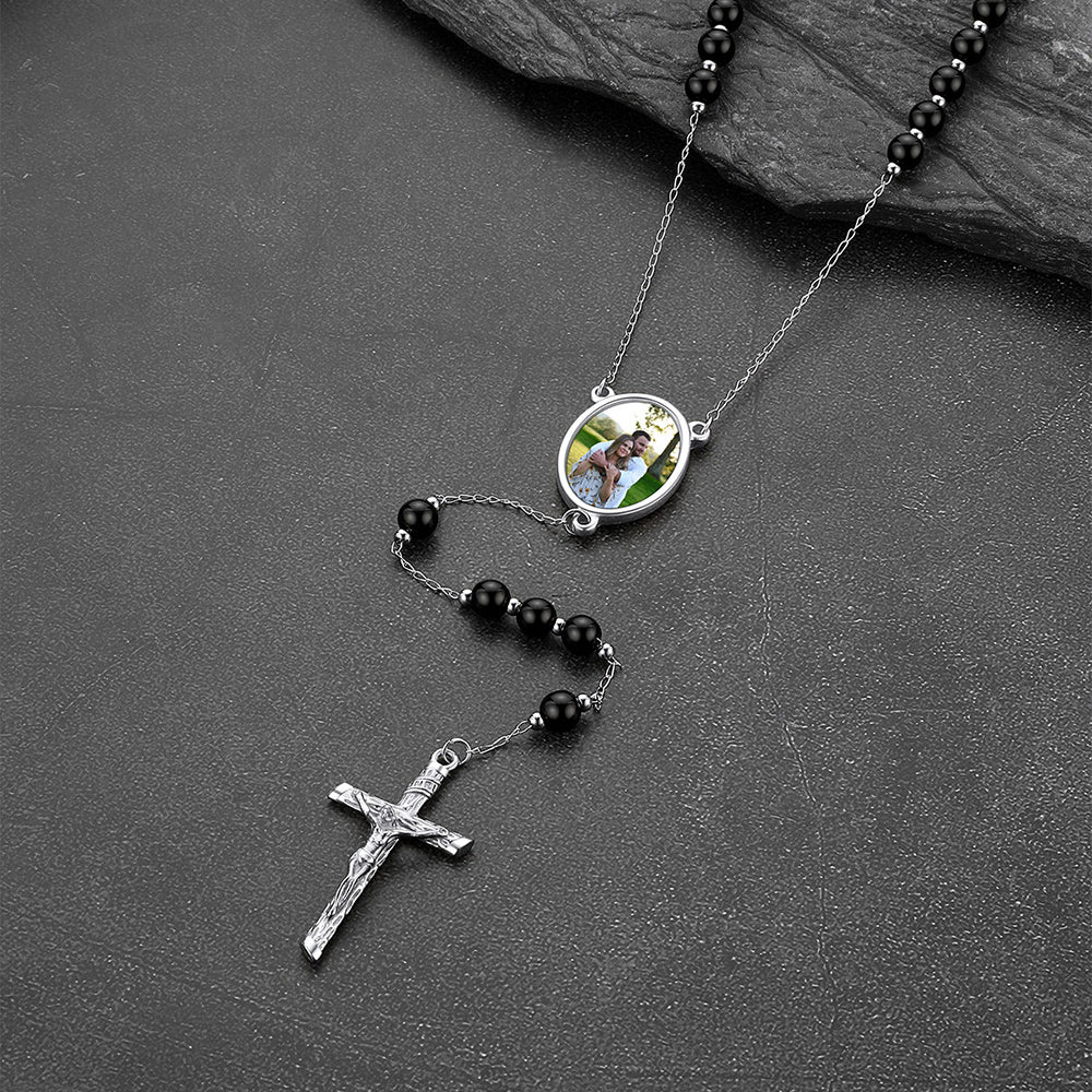  Picure Rosary Beads Catholic Cross Necklace