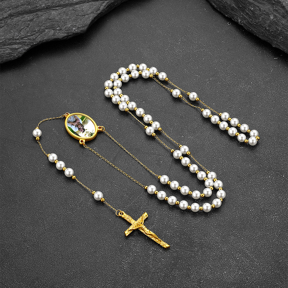  Picure Rosary Beads Catholic Cross Necklace