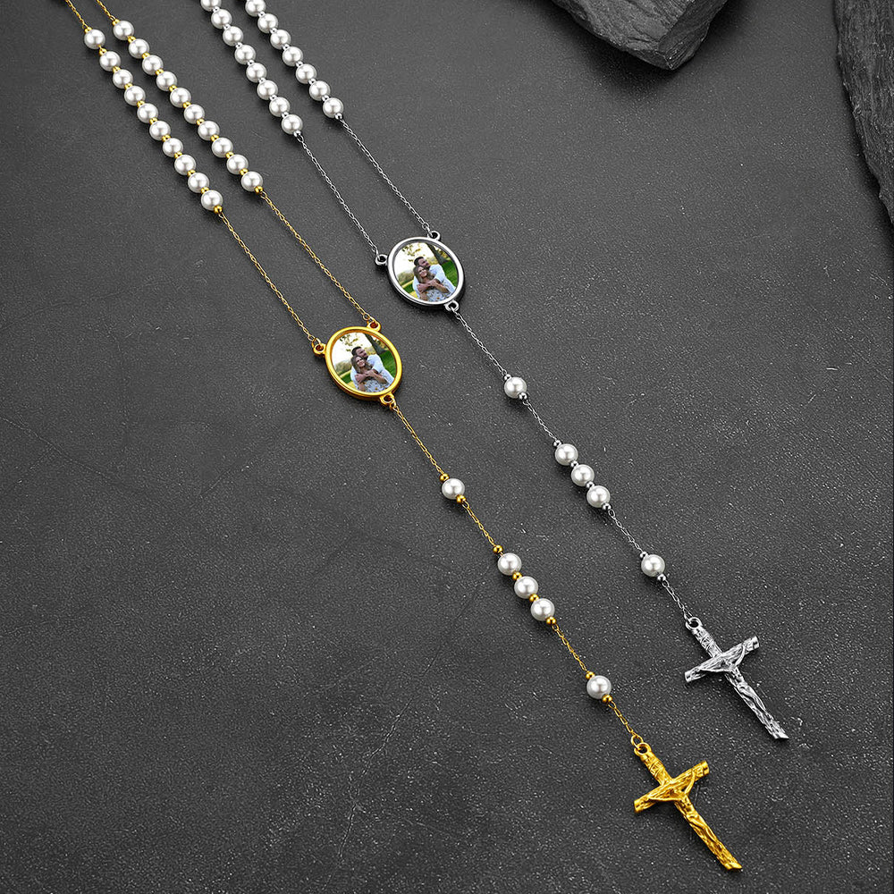  Picure Rosary Beads Catholic Cross Necklace