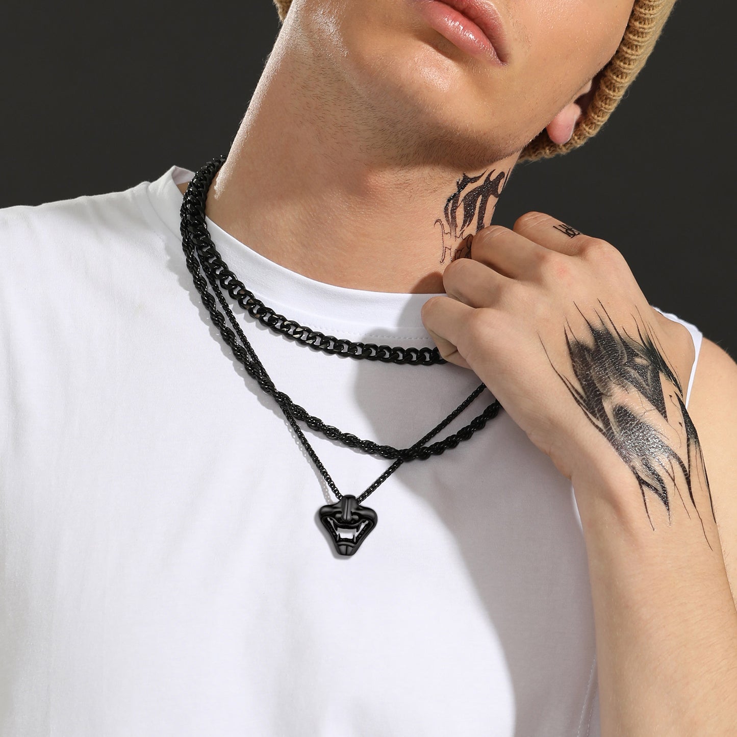 Faithheart Gothic Punk Devil Joker Necklace for Men