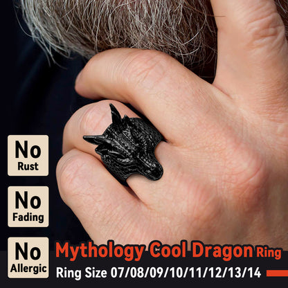 Punk Dragon Head Stainless Steel Ring for Men