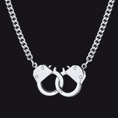 Punk Handcuff Necklace for Men, Partners in Crime Cuban Link Chain