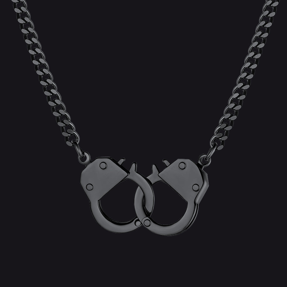 Punk Handcuff Necklace for Men, Partners in Crime Cuban Link Chain