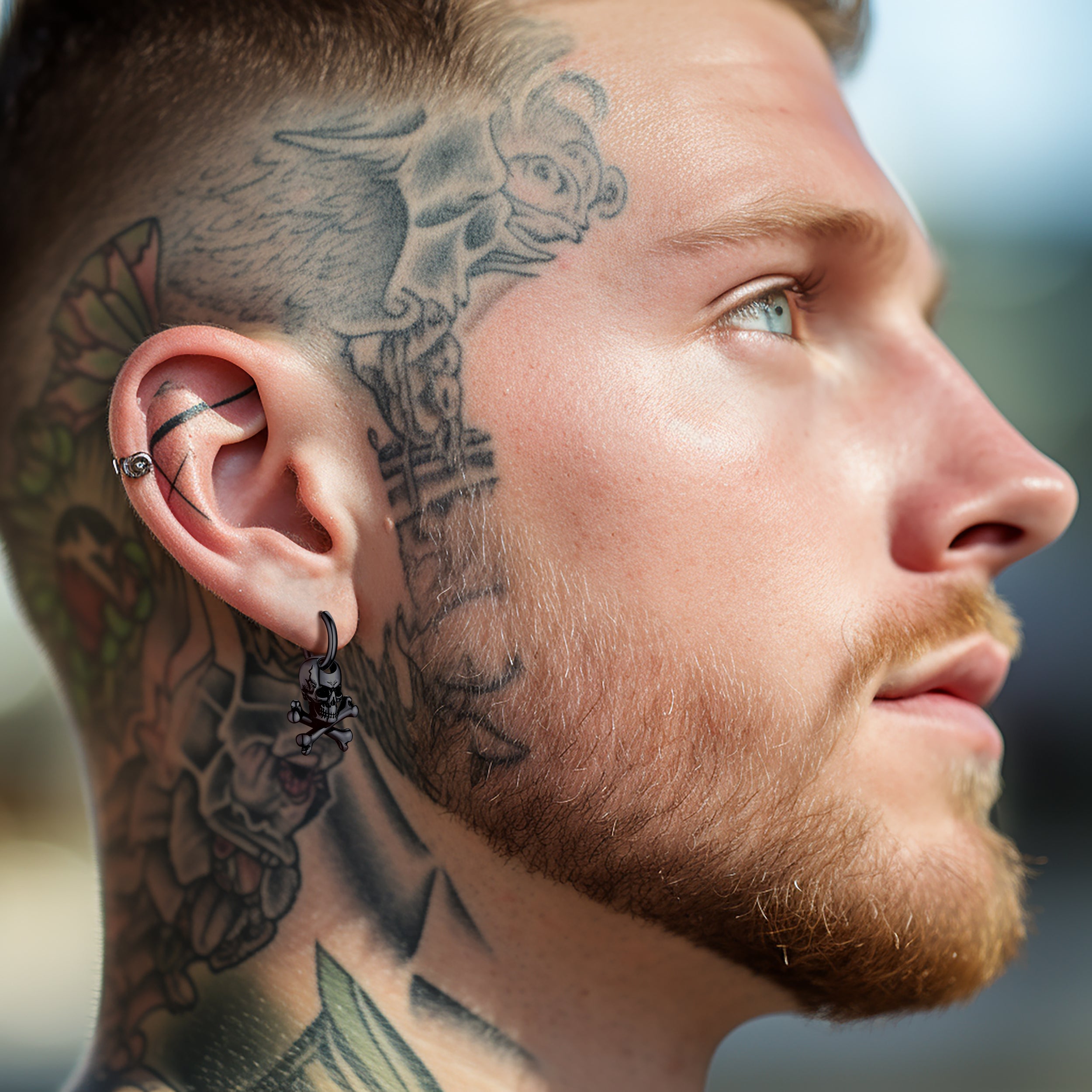 Punk Skull Hoop Earrings Halloween Gift for Men