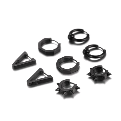 Lot de 3 paires de boucles d'oreilles à tige rondes style punk pour homme