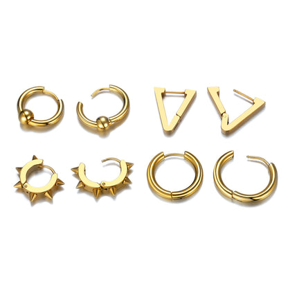 Lot de 3 paires de boucles d'oreilles à tige rondes style punk pour homme