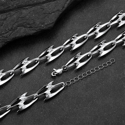Punk Liquid Metal Cyber Thorn Chain Necklace for Men