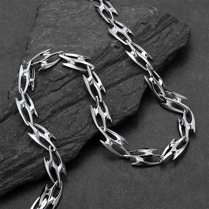 Punk Liquid Metal Cyber Thorn Chain Necklace for Men