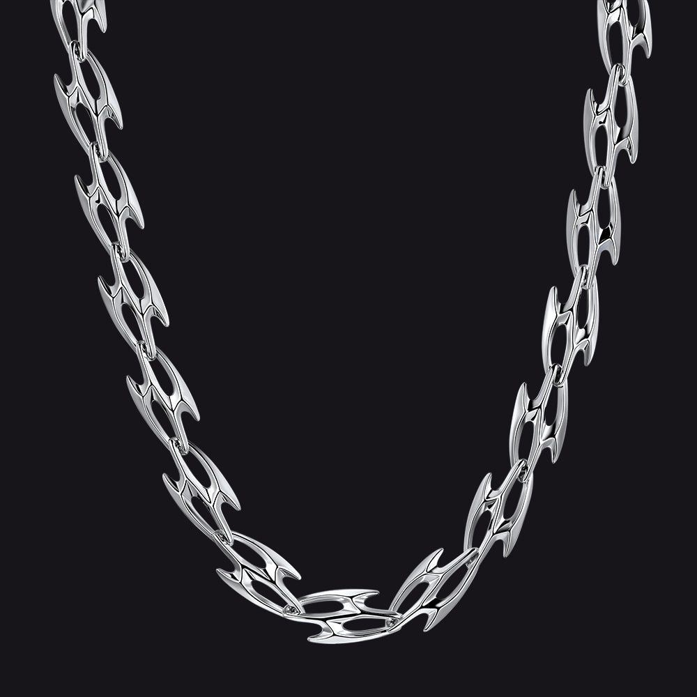 Punk Liquid Metal Cyber Thorn Chain Necklace for Men
