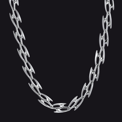 Punk Liquid Metal Cyber Thorn Chain Necklace for Men
