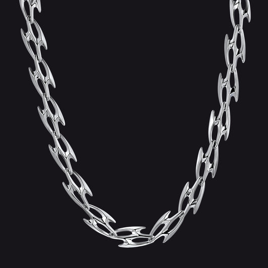 Punk Liquid Metal Cyber Thorn Chain Necklace for Menimg