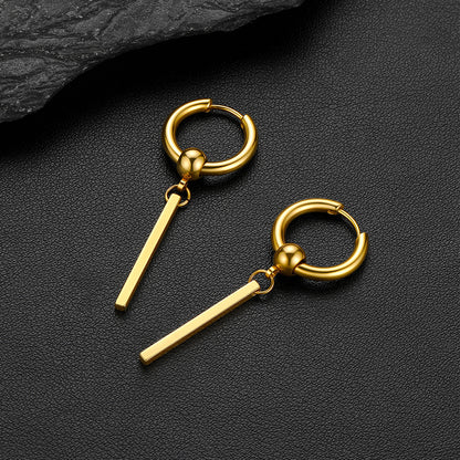 Punk Long Bar Drop Hoop Earrings for Men Women