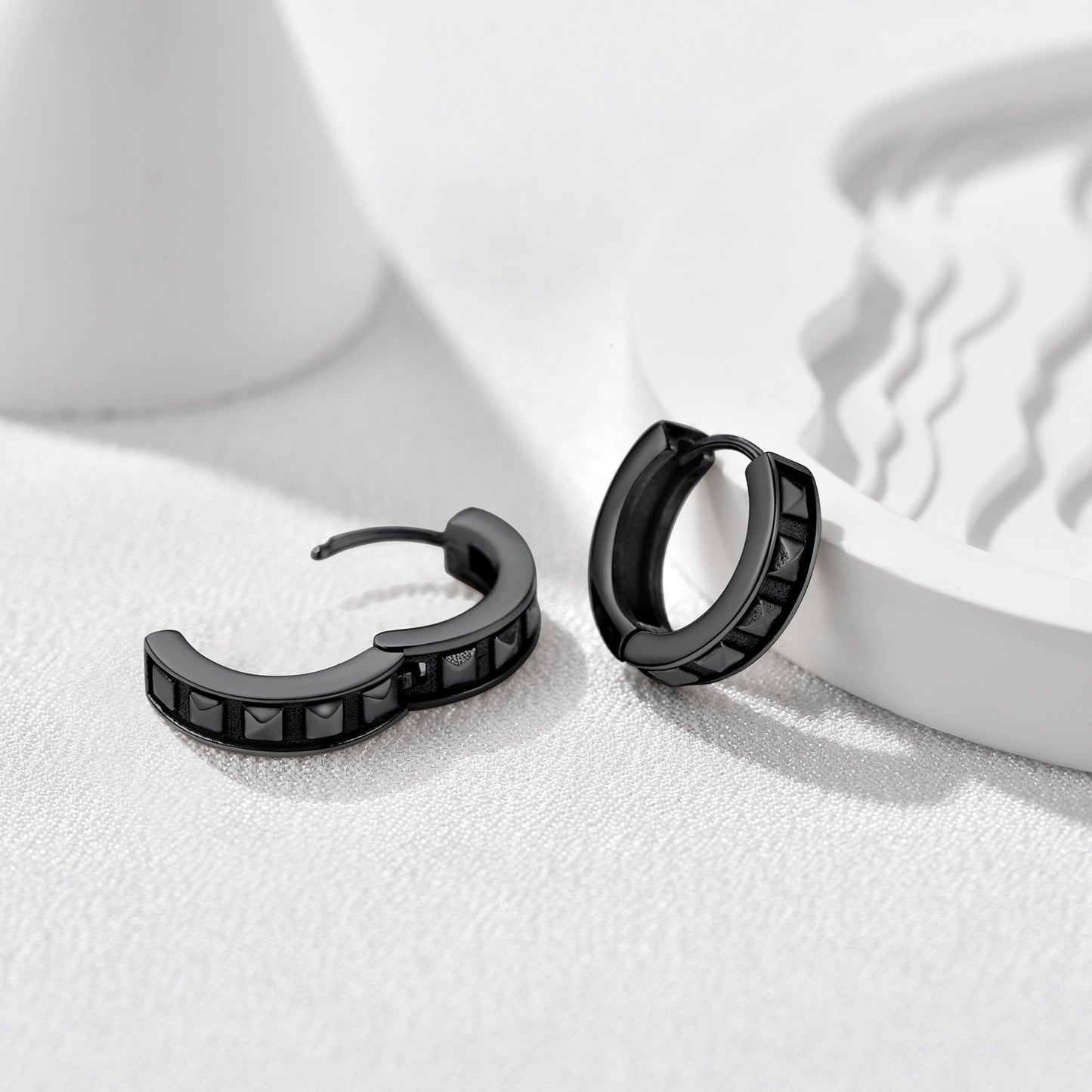 Punk Spike Rivet Hoop Earrings for Men