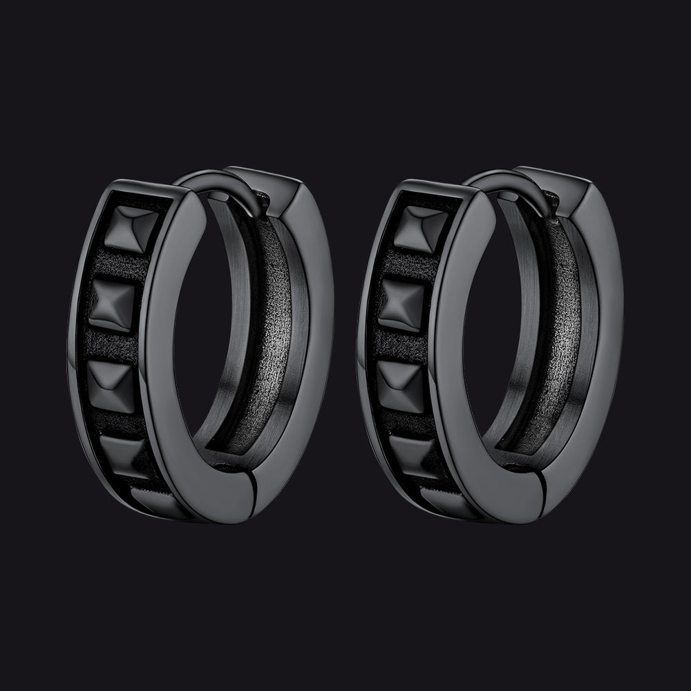 Punk Spike Rivet Hoop Earrings for Men